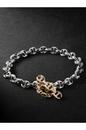 HOORSENBUHS Open-Link Sterling , 18-Karat Gold and Diamond Bracelet - Men - - XL