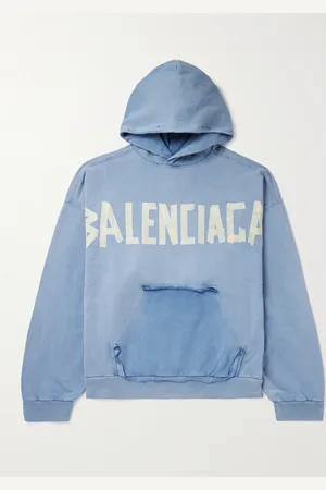 Balenciaga Oversized Distressed Logo-Print Cotton-Jersey Hoodie - Men - - S