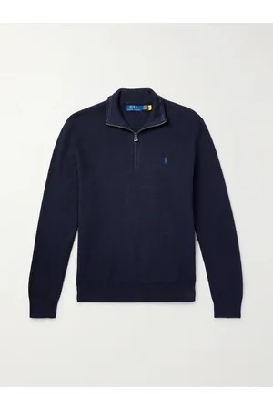 Ralph Lauren Logo-Embroidered Honeycomb-Knit Cotton Half-Zip Sweater - Men - - XS