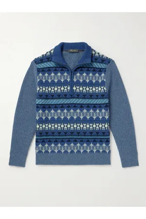Loro Piana Fair Isle Ribbed-Knit Cashmere Half-Zip Sweater - Men - - IT 58