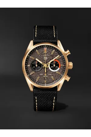 Bamford Watch Department TAG Heuer Carrera Limited Edition Automatic 42mm 18-Karat Gold and Canvas Watch - Men