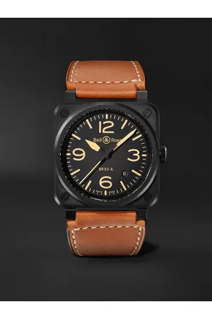 Bell & Ross BR 03 Heritage Automatic 41mm Ceramic and Leather Watch, Ref. No. BR03A-HER-CE/SCA - Men