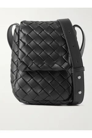 Bottega Veneta Mini Vertical Cobble Intrecciato Leather Messenger Bag - Men