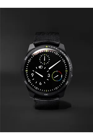 Ressence Type 5BB Automatic 46mm DLC-Coated Titanium and Leather Watch - Men