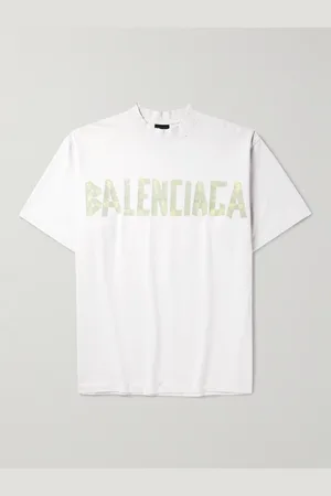 Balenciaga Oversized Distressed Logo-Print Cotton-Jersey T-Shirt - Men - - S