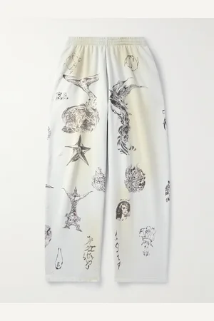 Balenciaga Wide-Leg Printed Distressed Cotton-Jersey Sweatpants - Men - - S