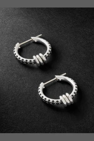 SPINELLI KILCOLLIN Ara Sterling Silver Diamond Hoop Earrings - Men