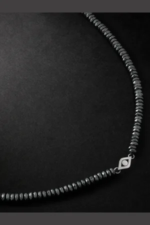 Sydney Evan White Gold Hematite Beaded Necklace - Men