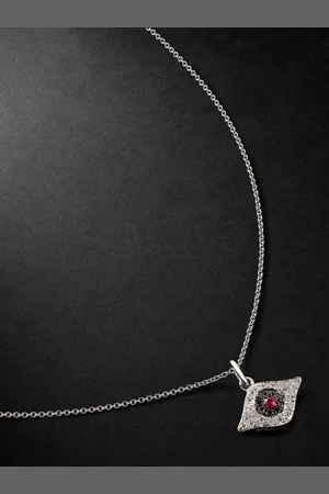 Ileana Makri Kitten Eye White Gold, Diamond and Ruby Pendant Necklace - Men