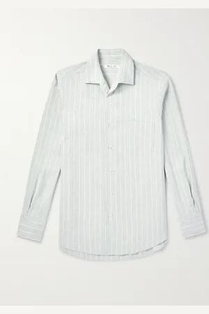 Loro Piana André Camp-Collar Striped Linen and Silk-Blend Shirt - Men - - M