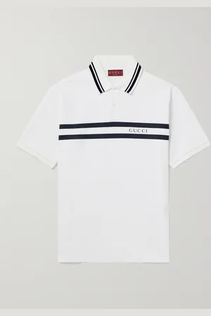 Gucci Logo-Print Striped Stretch-Cotton Piqué Polo Shirt - Men - - M