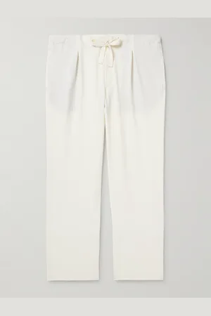Stoffa Straight-Leg Pleated Wool-Seersucker Drawstring Trousers - Men - - IT 46