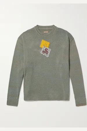 KAPITAL Peckish Rainbowy Intarsia Cotton-Blend Sweater - Men - - 1