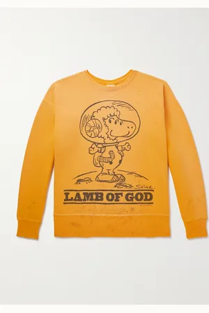 SAINT MXXXXXX Distressed Printed Cotton-Jersey Sweatshirt - Men - - S