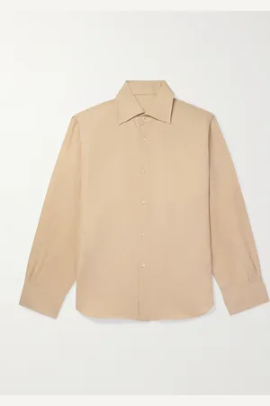 Stoffa Spread-Collar Cotton and Linen-Blend Shirt - Men - - IT 48