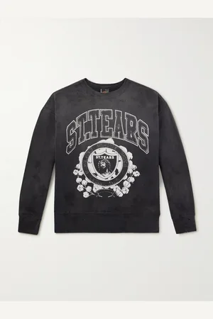 SAINT MXXXXXX Denim Tears Saint Tears Distressed Printed Cotton-Jersey Sweatshirt - Men - - S
