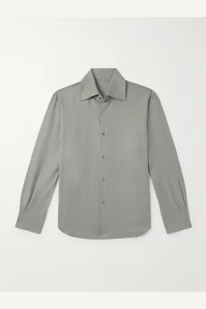 Stoffa Spread-Collar Cotton and Linen-Blend Shirt - Men - - IT 48