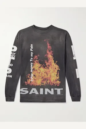 SAINT MXXXXXX Pay money To my Pain Printed Distressed Cotton-Jersey T-Shirt - Men - - M