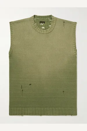 KAPITAL 5G Distressed Cotton-Blend Jacquard Sweater Vest - Men - - 3