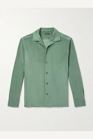 Ermenegildo Zegna Camp-Collar Cotton and Silk-Blend Terry Shirt - Men - - XXL