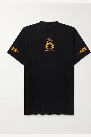 Balenciaga Oversized Distressed Logo-Print Cotton-Jersey T-Shirt - Men - - 2