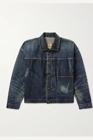 SAINT MXXXXXX Distressed Pleated Denim Jacket - Men - - L