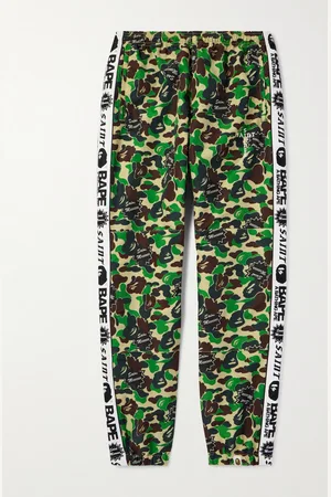 SAINT MXXXXXX BAPE® Straight-Leg Webbing-Trimmed Camouflage-Print Shell Trousers - Men - - M