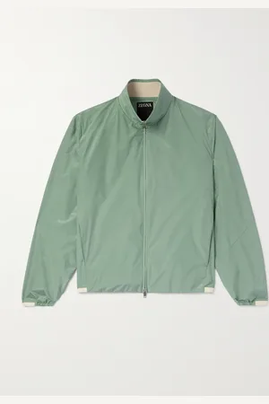 Ermenegildo Zegna Leather-Trimmed Silk Bomber Jacket - Men - - IT 50