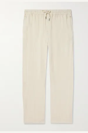 Mr P. Edward Straight-Leg Garment-Dyed Linen Drawstring Trousers - Men - - 30