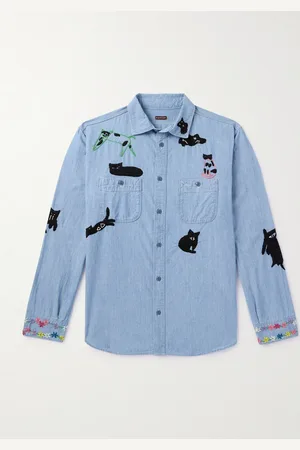 KAPITAL Embroidered Cotton-Chambray Shirt - Men - - 2