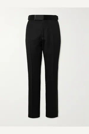 Tom Ford Straight-Leg Belted Satin-Trimmed Wool and Mohair-Blend Tuxedo Trousers - Men - - IT 50