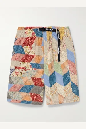 KAPITAL Easy Straight-Leg Quilted Patchwork Cotton and Linen-Blend Shorts - Men - - 2