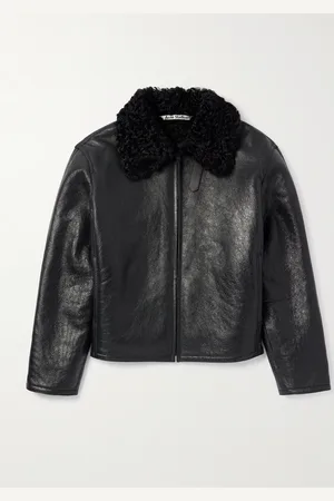 Acne Studios Shearling-Trimmed Cracked-Leather Jacket - Men - - IT 48