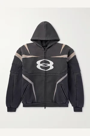 Balenciaga Logo-Embroidered Panelled Cotton-Blend Zip-Up Hoodie - Men - - 1