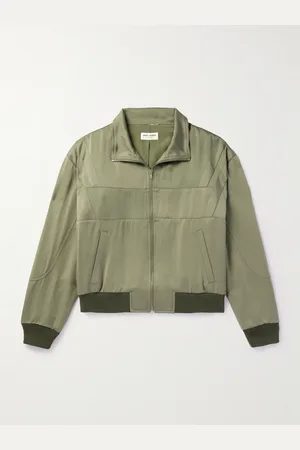Saint Laurent Logo-Embroidered Wool-Trimmed Satin Bomber Jacket - Men - - IT 54