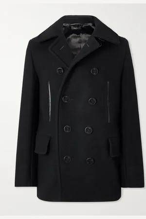 Tom Ford Leather-Trimmed Wool-Blend Peacoat - Men - - IT 50