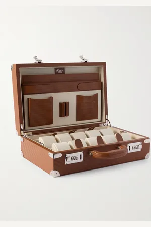 Rapport London Valigetta Ribbed Leather 10-Piece Travel Watch Case - Men