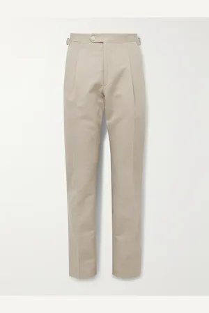 Saman Amel Slim-Fit Pleated Cotton and Linen-Blend Twill Suit Trousers - Men - - IT 48