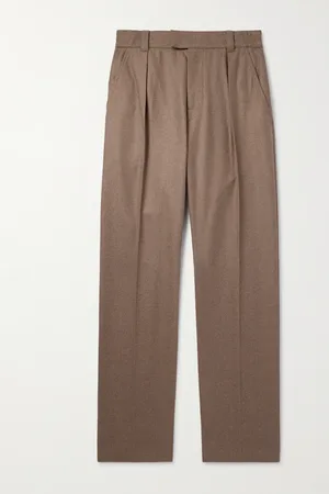 Loro Piana Reinga Straight-Leg Pleated Wool and Cashmere-Blend Flannel Trousers - Men - - IT 54