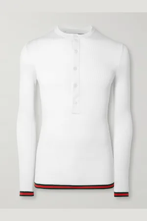 Gucci Slim-Fit Striped Ribbed Silk Henley T-Shirt - Men - - M