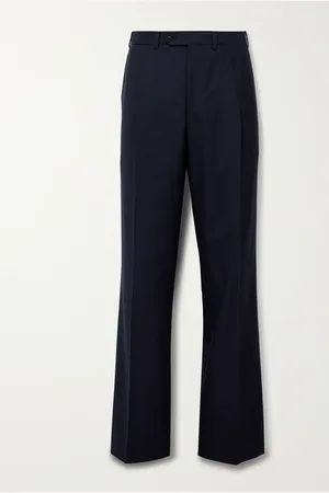 Saman Amel Amo Wide-Leg Pleated Wool, Silk and Linen-Blend Suit Trousers - Men - - IT 54
