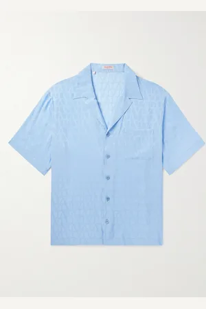 VALENTINO GARAVANI Toile Iconograph Camp-Collar Logo-Jacquard Silk-Satin Shirt - Men - - IT 52