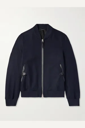 Tom Ford Leather-Trimmed Wool-Felt Bomber Jacket - Men - - IT 44