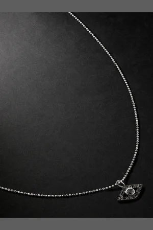Sydney Evan Evil Eye Rhodium-Plated Diamond Pendant Necklace - Men