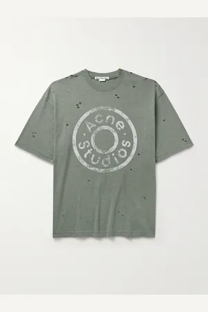 Acne Studios Exford Distressed Logo-Print Cotton-Blend Jersey T-Shirt - Men - - XS
