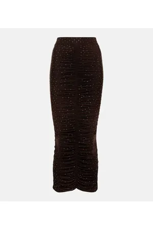 Rane embellished jersey tights in brown - Alex Perry