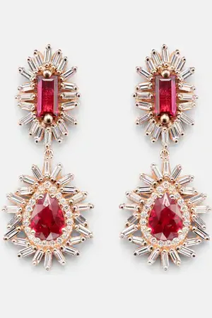 Suzanne Kalan Doublet 18kt rose drop earrings with rubies and diamonds