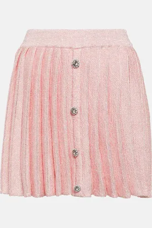 Self-Portrait Sequined pleated knit miniskirt