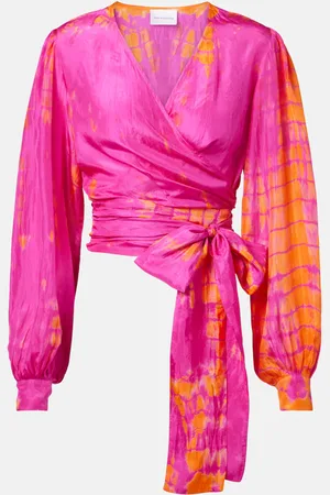 ANNA KOSTUROVA Tie-dye silk wrap top
