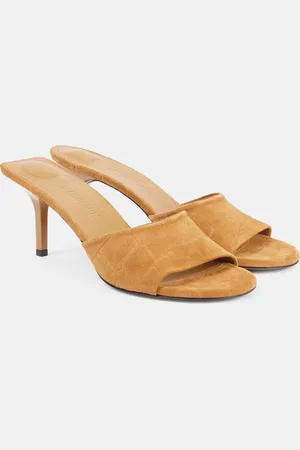 Jacquemus Cubisto 70 croc-effect suede mules